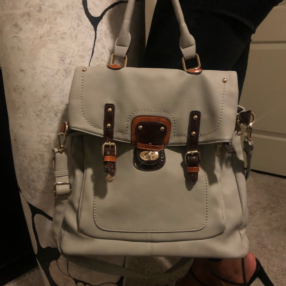Large, soft gray, multi use bag.
